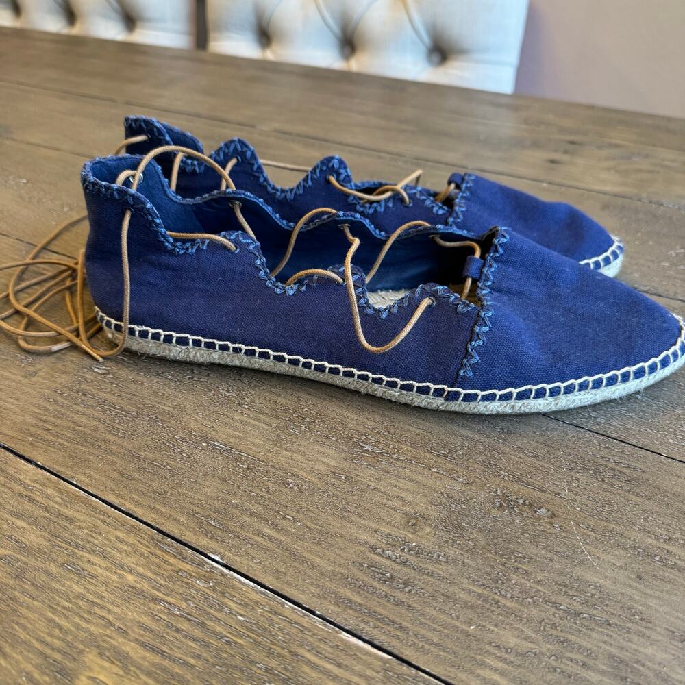 Tory Burch Navy Lace-Up Espadrille Flats - Picture 3 of 10